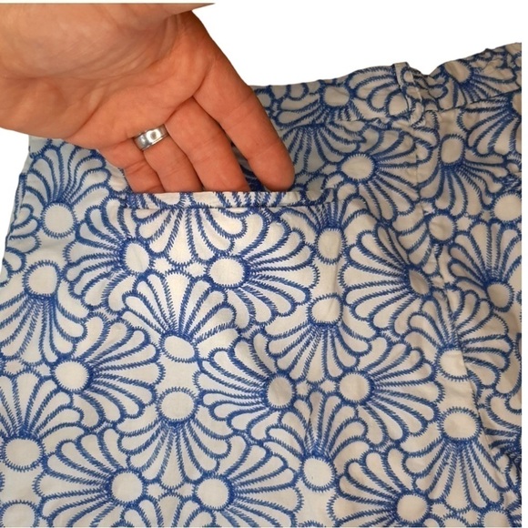 Joe Fresh Cotton Floral Embroidered Blue & White Shorts - Picture 7 of 12